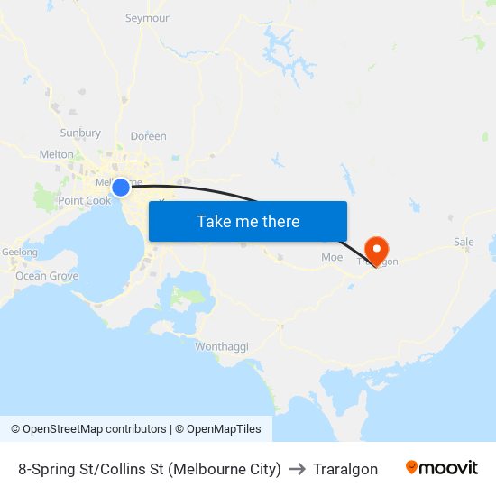 8-Spring St/Collins St (Melbourne City) to Traralgon map
