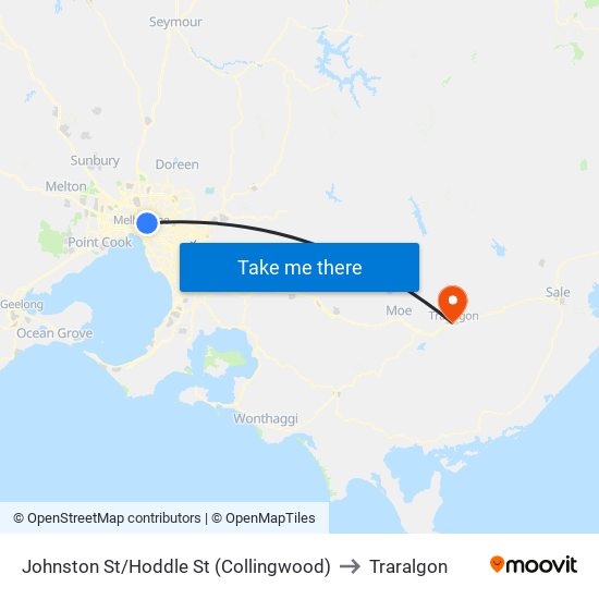 Johnston St/Hoddle St (Collingwood) to Traralgon map