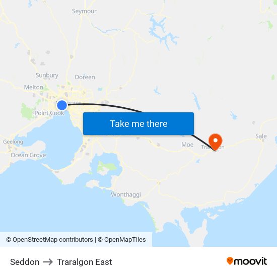 Seddon to Traralgon East map