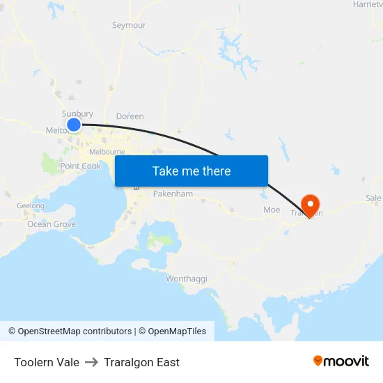 Toolern Vale to Traralgon East map
