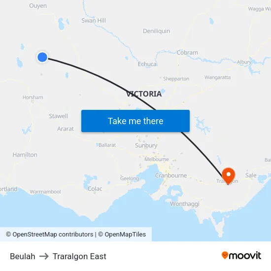 Beulah to Traralgon East map