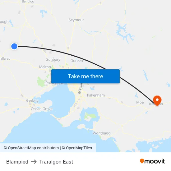 Blampied to Traralgon East map