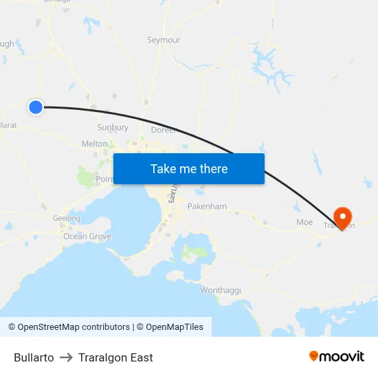 Bullarto to Traralgon East map