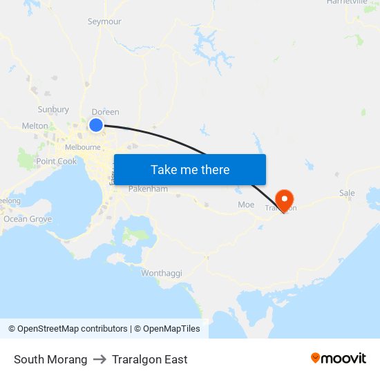 South Morang to Traralgon East map