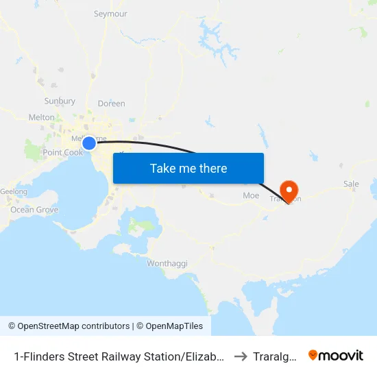 Flinders Street Railway Station/Elizabeth St #1 to Traralgon East map