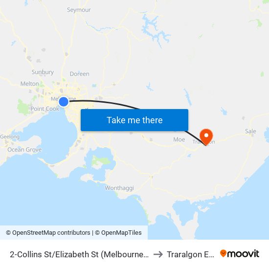 2-Collins St/Elizabeth St (Melbourne City) to Traralgon East map