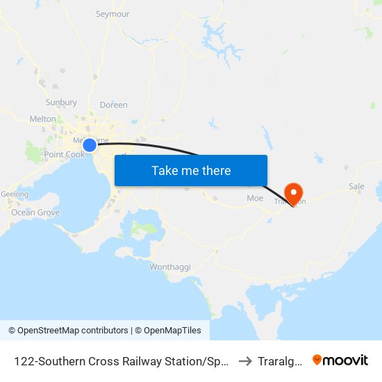 122-Southern Cross Railway Station/Spencer St (Melbourne City) to Traralgon East map