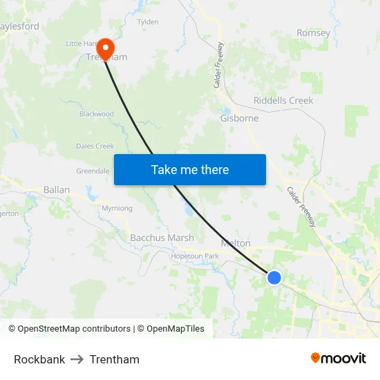 Rockbank to Trentham map