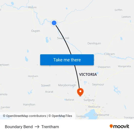 Boundary Bend to Trentham map