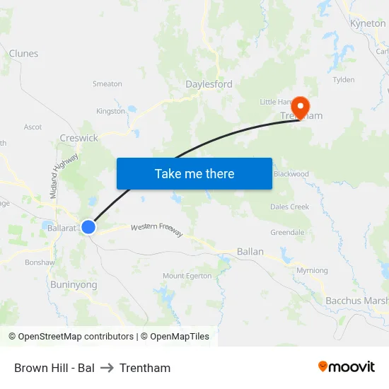 Brown Hill - Bal to Trentham map