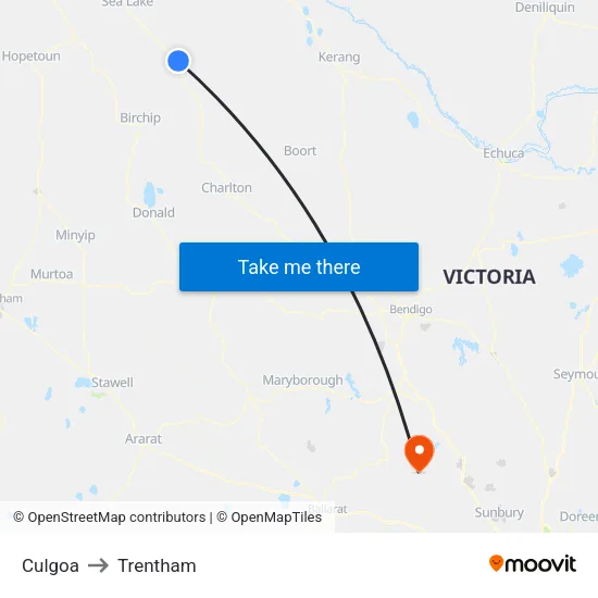 Culgoa to Trentham map
