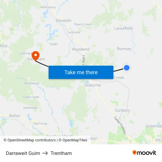 Darraweit Guim to Trentham map