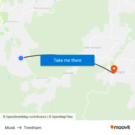 Musk to Trentham map