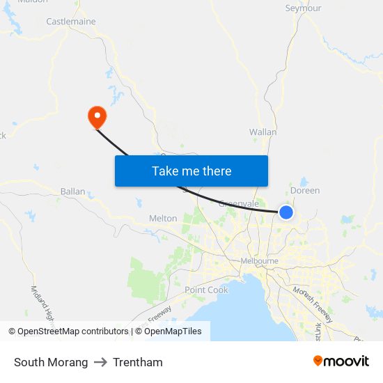 South Morang to Trentham map