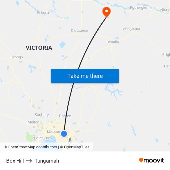 Box Hill to Tungamah map