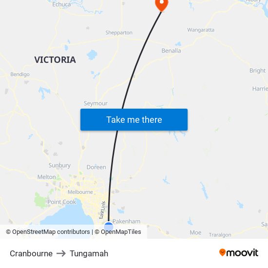 Cranbourne to Tungamah map