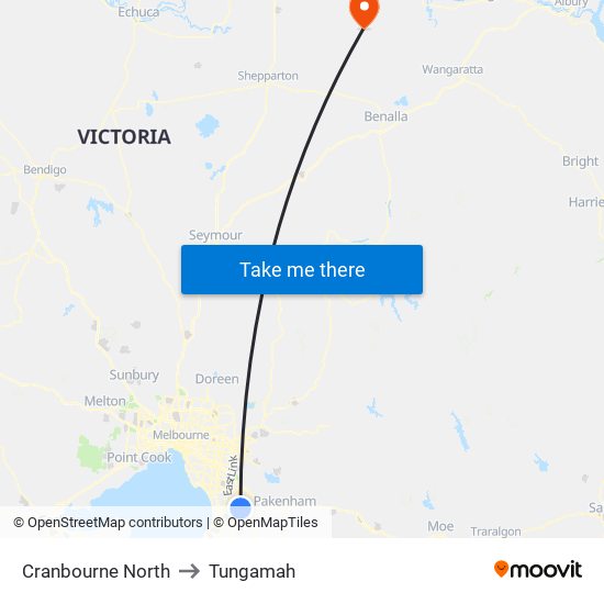 Cranbourne North to Tungamah map