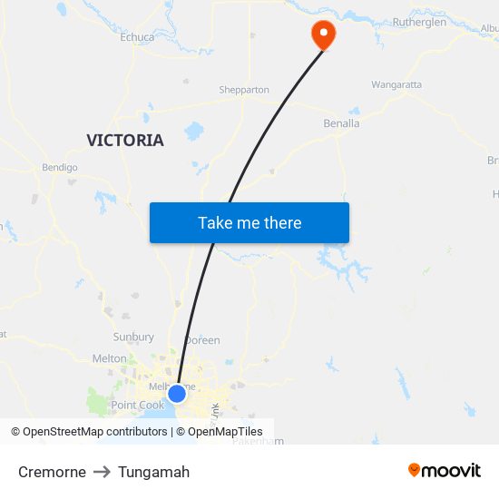 Cremorne to Tungamah map