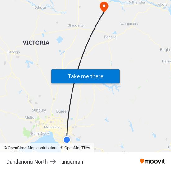 Dandenong North to Tungamah map