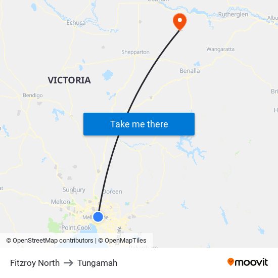 Fitzroy North to Tungamah map