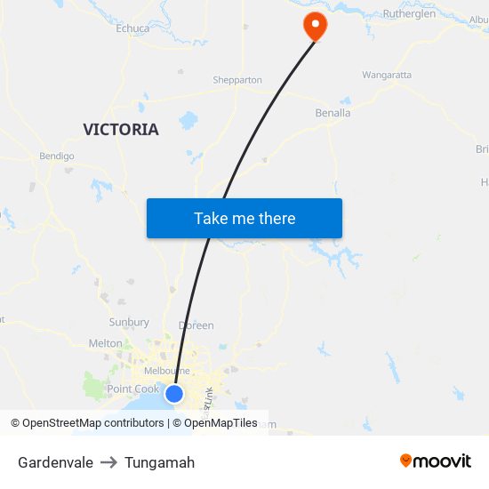 Gardenvale to Tungamah map