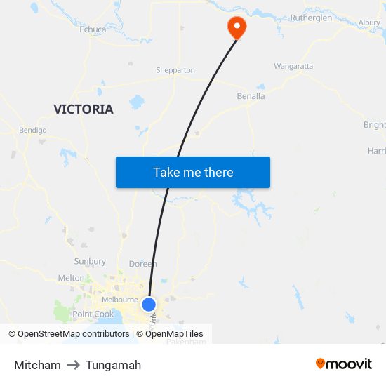 Mitcham to Tungamah map