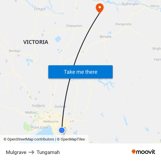 Mulgrave to Tungamah map