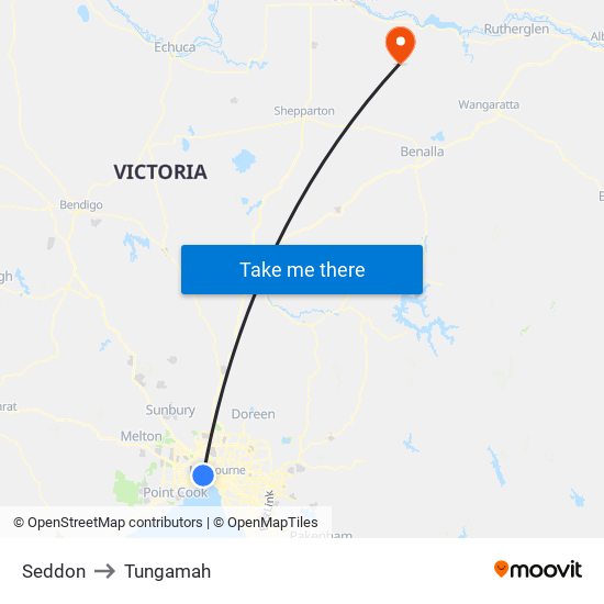 Seddon to Tungamah map