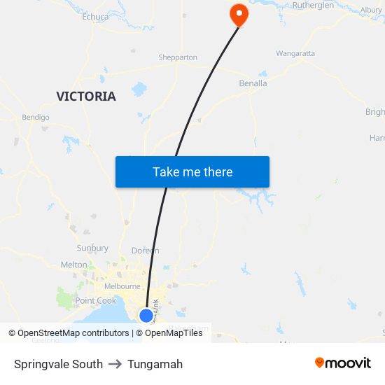 Springvale South to Tungamah map