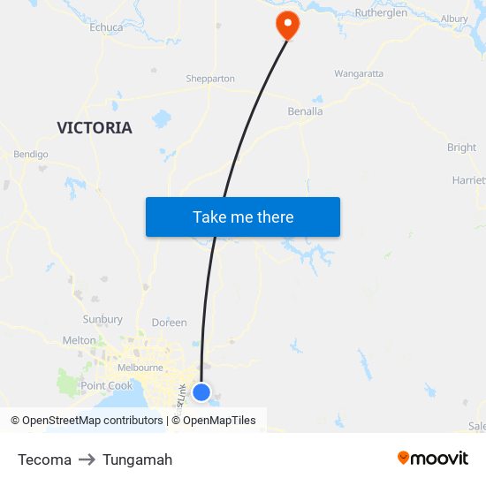 Tecoma to Tungamah map