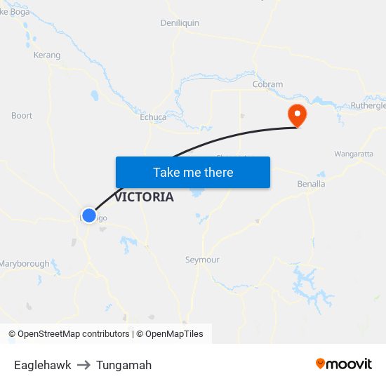 Eaglehawk to Tungamah map