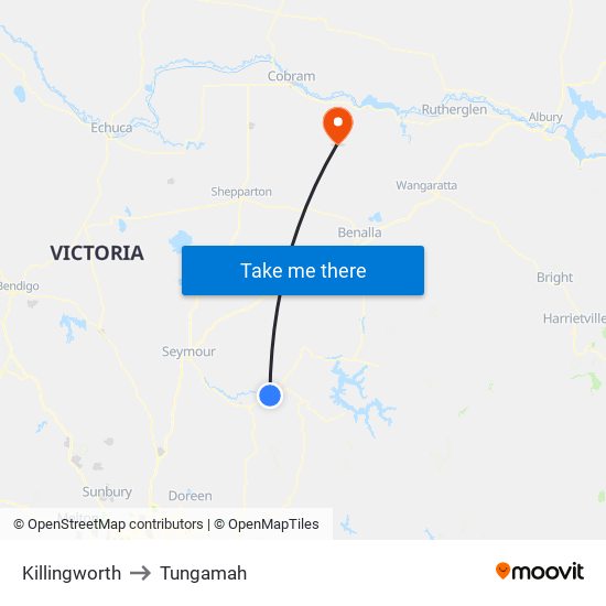 Killingworth to Tungamah map