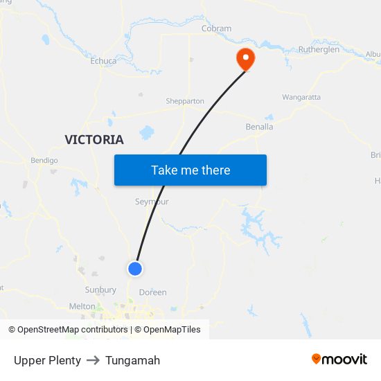 Upper Plenty to Tungamah map