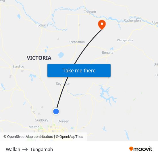 Wallan to Tungamah map