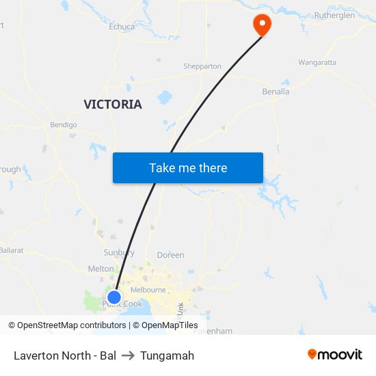 Laverton North - Bal to Tungamah map