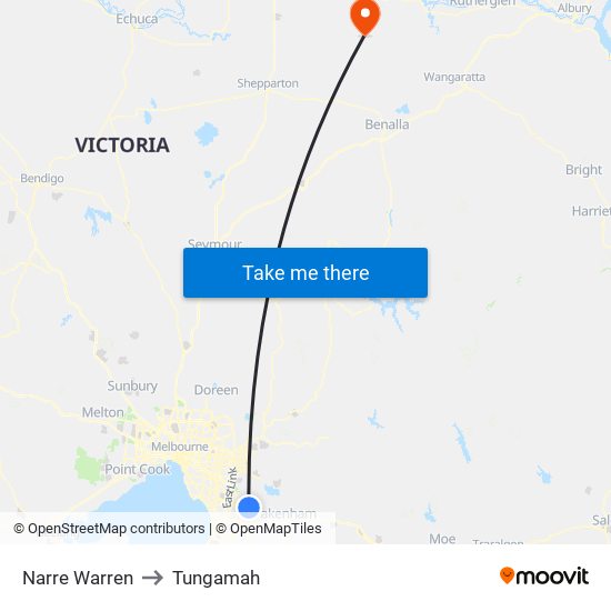 Narre Warren to Tungamah map