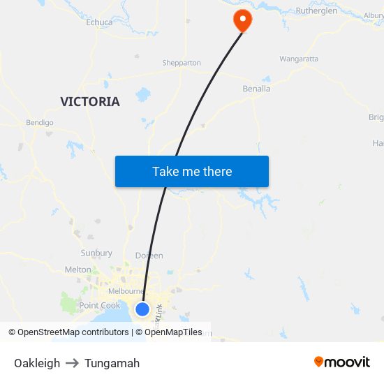 Oakleigh to Tungamah map