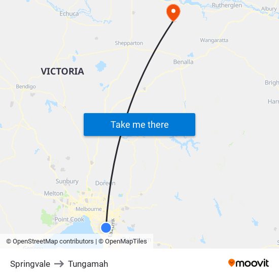 Springvale to Tungamah map