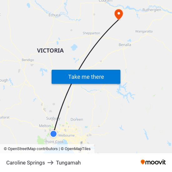 Caroline Springs to Tungamah map