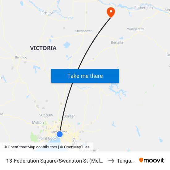 13-Federation Square/Swanston St (Melbourne City) to Tungamah map