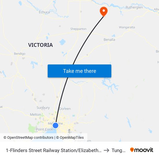 1-Flinders Street Railway Station/Elizabeth St (Melbourne City) to Tungamah map