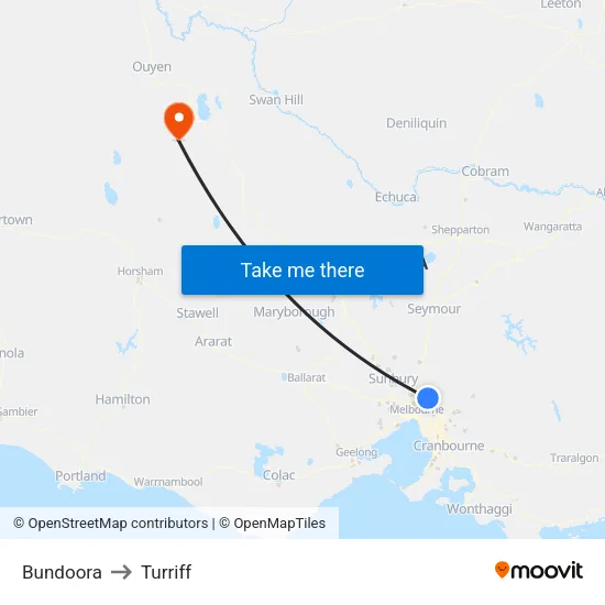 Bundoora to Turriff map