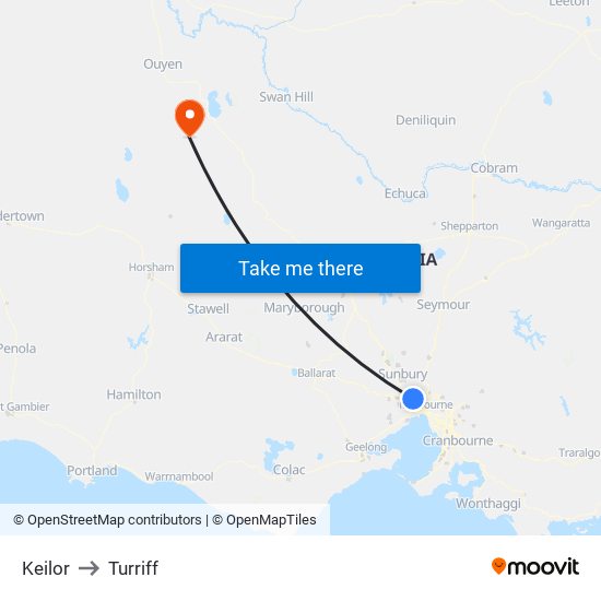 Keilor to Turriff map