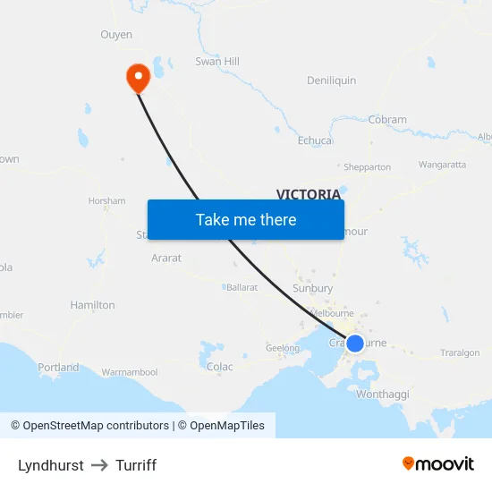 Lyndhurst to Turriff map