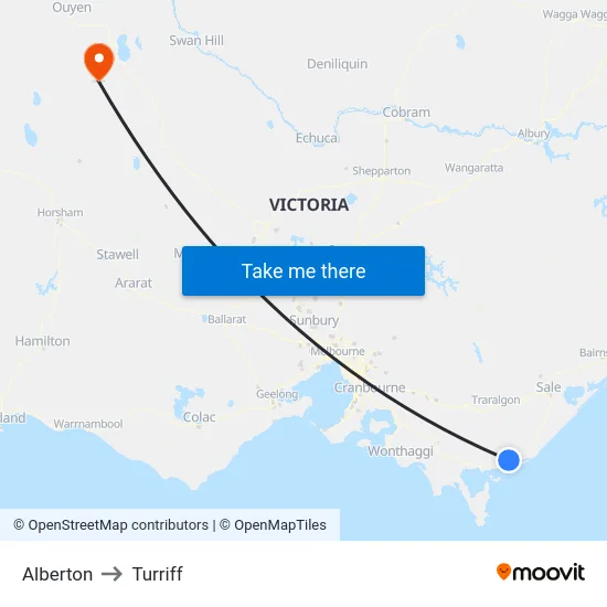 Alberton to Turriff map