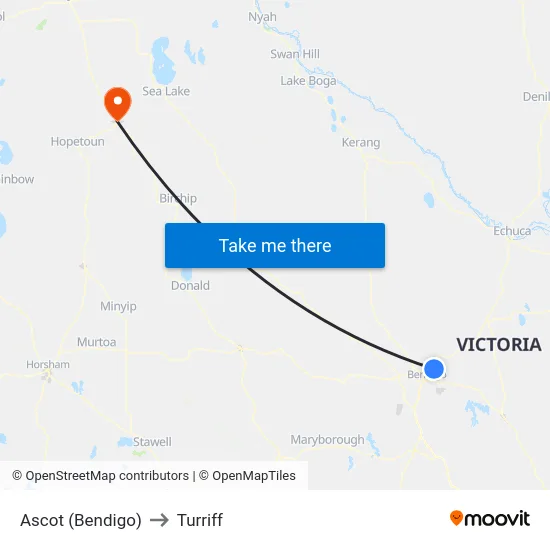 Ascot (Bendigo) to Turriff map