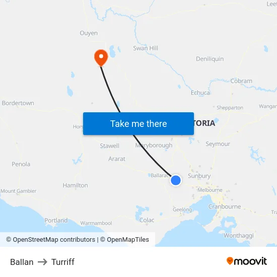 Ballan to Turriff map