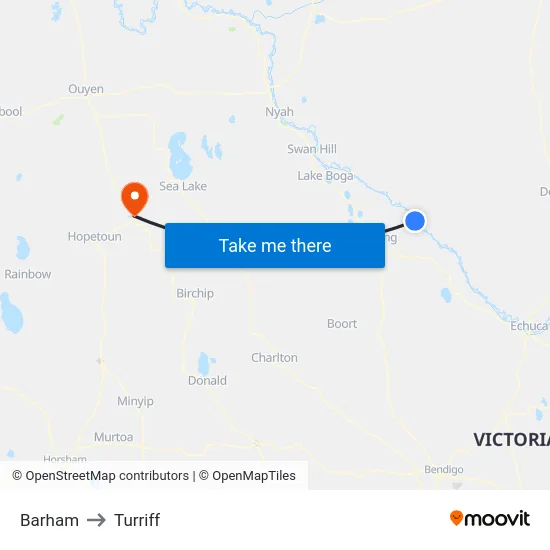 Barham to Turriff map