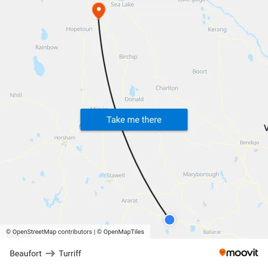 Beaufort to Turriff map