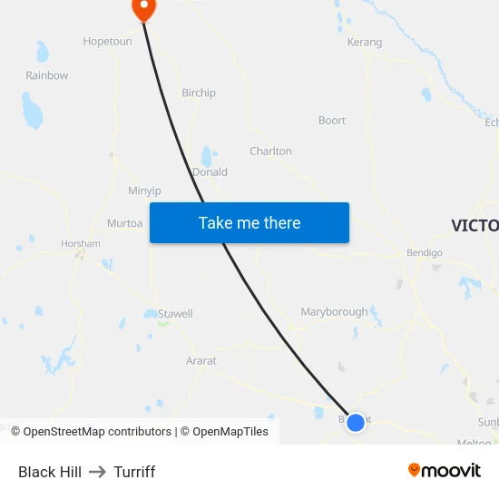 Black Hill to Turriff map